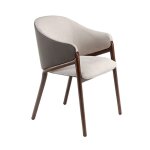 Chaise en tissu et simili cuir - beige - vison - noyer - ac angel cerdá - contemporain - design Chaise en tissu et simili cuir - beige - vison - noyer - ac angel cerdá - contemporain - design