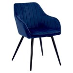 Chaise en velours bertille bleue