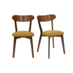Miliboo - chaises vintage bois fonc� ch�ne et tissu effet velours jaune moutarde (lot de 2) dove