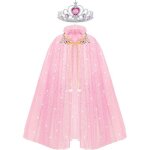 Chle de princesse rose pour enfants robe de princesse pour filles avec couronne chle de costume de ...
