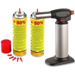 Chalumeau de cuisine professionnel + 2 cartouches de gaz utilisation  360 allumage piezo kemper