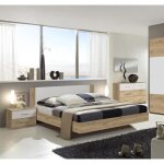 Chambre adulte 140 x 200 cm imitation ch�ne poutre - blanc