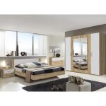 Chambre adulte imitation chne poutre - blanc - dim : 180 x 200 cm.