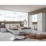 Chambre adulte en panneaux de particules coloris blanc - 140 x 190 cm .