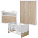 Chambre bb complte gabriella roba - lit volutif 70x140 + commode  langer + armoire 3 portes - blanc ...