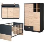 Chambre bb complte lenn - lit volutif 70x140 cm + commode  langer + armoire 3 portes - roba