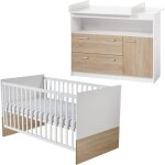 Chambre bb duo gabriella - lit volutif 70x140 + commode  langer - bicolore - roba
