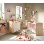 Chambre b�b� duo - lit 120 x 60 cm + commode 3 tiroirs - access - bois / blanc - sauthon