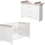 Chambre bb duo lucy - roba - lit 70x140 cm - commode  langer large