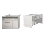 Chambre b�b� duo maren 2 - roba - lit �volutif 70x140 - gris clair / ch�ne blanchi