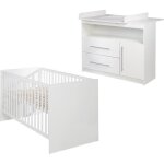 Chambre bb roba maren - lit 70x140 cm volutif + commode  langer - blanc laqu - hauteur rglable ...