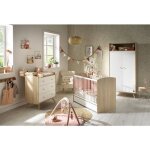Chambre b�b� trio - lit 120 x 60 cm + commode 3 tiroirs + armoire 2 portes - access - bois / blanc - ...