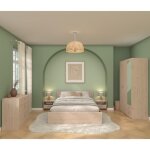 Chambre complte adulte varia - lit 140x190 / 200 + 2 chevets + 1 commode + 1 armoire avec miroir - dcor ...