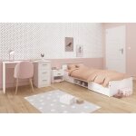 Chambre compl�te enfant 3 pi�ces zodiac - lit + chevet + bureau - d�cor blanc - parisot