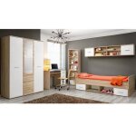 Chambre complte enfant - paris prix - modle dino iii - chne sonoma & blanc - 4 pices - design contemporain ...