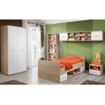 Chambre complte enfant - paris prix - modle dino ii - chne & blanc - 5 pices - contemporain