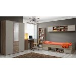 Chambre complte enfant - paris prix - 5 pices - chne & blanc - design contemporain - montage facile ...