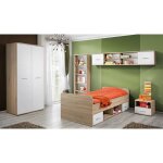 Chambre complte enfant ado collection denver. armoire lit bibliothque chevet et tagre 200 marron