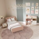 Chambre complète enfant - suzie - lit 90 x 190 cm / chevet / bureau - chêne / abricot - demeyere Chambre complète enfant - suzie - lit 90 x 190 cm / chevet / bureau - chêne / abricot - demeyere
