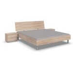 Chambre  coucher complte adulte coloris imitation chne ( lit adulte + 2 chevets )