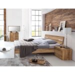 Chambre à coucher complète adulte home (lit 180x200 cm + 2 chevets + commode) coloris imitation chêne ... Chambre à coucher complète adulte home (lit 180x200 cm + 2 chevets + commode) coloris imitation chêne ...