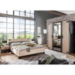 Chambre à coucher complète adulte (lit 140x200 + 2 chevets + armoire + commode) coloris chêne Chambre à coucher complète adulte (lit 140x200 + 2 chevets + armoire + commode) coloris chêne