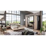 Chambre à coucher complète adulte (lit 180x200 + 2 chevets + armoire) coloris chêne Chambre à coucher complète adulte (lit 180x200 + 2 chevets + armoire) coloris chêne