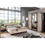 Chambre  coucher complte adulte (lit 180x200 + 2 chevets + armoire + commode) coloris chne