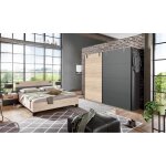 Chambre à coucher complète adulte (lit 180x200 cm + 2 chevets + armoire) coloris chêne Chambre à coucher complète adulte (lit 180x200 cm + 2 chevets + armoire) coloris chêne