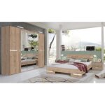 Chambre à coucher complète adulte (lit 180x200 cm + 2 chevets + armoire) coloris imitation chêne artisan ... Chambre à coucher complète adulte (lit 180x200 cm + 2 chevets + armoire) coloris imitation chêne artisan ...
