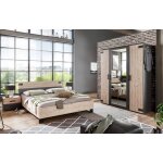 Chambre à coucher complète adulte (lit 180x200cm + 2 chevets + armoire) coloris chêne Chambre à coucher complète adulte (lit 180x200cm + 2 chevets + armoire) coloris chêne
