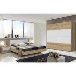 Chambre à coucher complète adulte (lit 180x200cm + 2 chevets + armoire) coloris imitation chêne poutre ... Chambre à coucher complète adulte (lit 180x200cm + 2 chevets + armoire) coloris imitation chêne poutre ...