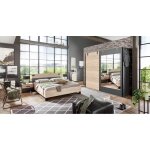 Chambre  coucher complte adulte (lit 180x200cm + 2 chevets + armoire + commode) coloris chne