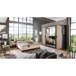 Chambre  coucher complte adulte (lit 180x200cm + 2chevets + commode + armoire) coloris chne
