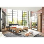 Chambre  coucher complte adulte (lit queen size 160 x 200cm + 2 chevets + armoire) colorisimitation ...