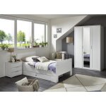 Chambre � coucher compl�te enfant (lit 90x200cm + tiroir + chevet + armoire) coloris blanc