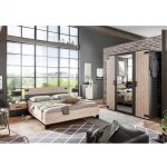 Chambre � coucher complete vernon couchage 140 x 200 cm ch�ne poutre et graphite