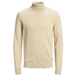 Chandail homme - jack & jones - emil knit roll neck detail melange - col roul - coupe ajuste - beige ...