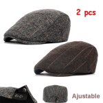 Chapeau bret en laine pour hommes rtro classique ajustable imprim rayures gris - lot de 2 - vitata ...