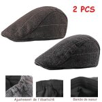 Chapeau béret en laine pour hommes rétro classique ajustable imprimé rayures - vitata - 2 pièces Chapeau béret en laine pour hommes rétro classique ajustable imprimé rayures - vitata - 2 pièces