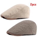 Chapeau bret en laine pour hommes - vitata - rtro classique - ajustable - imprim rayures - beige