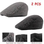 Chapeau bret en laine pour hommes - vitata - rtro classique - ajustable - imprim rayures - gris