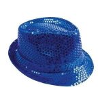 Chapeau borsalino en tissu sequins pour adulte - bleu - ptit clown
