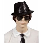 Chapeau borsalino en tissu sequins noir - ptit clown - adulte