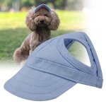 Chapeau pour chien chat - casquette rglable raye - bleu - uv - respirant et confortable