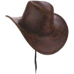 Accessoire - chapeau de cowboy marron imitation cuir adulte