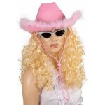 Chapeau feutre cow girl rose avec plumes - ptit clown - taille adulte 59cm - accessoire de mode pour ...