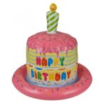 Chapeau gonflable gteau danniversaire - rose - 16x3x1