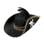 Chapeau de pirate - widmann - 2591l - feutre noir - accessoire en plume