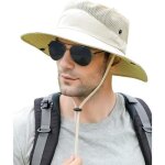 Chapeau de soleil pour homme vitata en maille respirante upf 50 + impermable safari pche beige